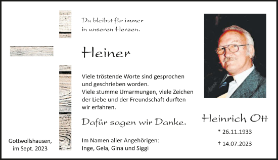 Traueranzeige von Heinrich Ott von GESAMT