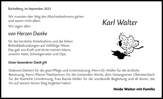 Traueranzeige von Karl Walter von GESAMT