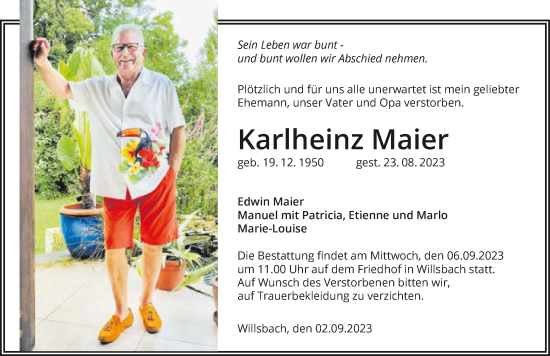 Traueranzeige von Karlheinz Maier von GESAMT