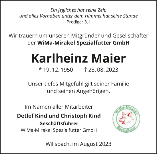 Traueranzeige von Karlheinz Maier von GESAMT