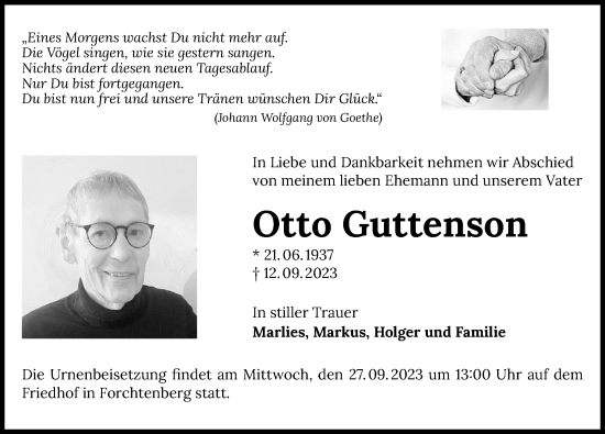 Traueranzeige von Otto Guttenson von GESAMT