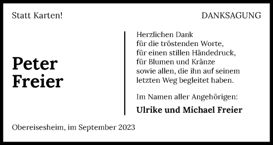 Traueranzeige von Peter Freier von GESAMT