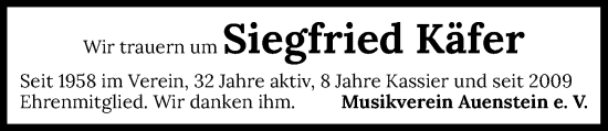 Traueranzeige von Siegfried Käfer von GESAMT