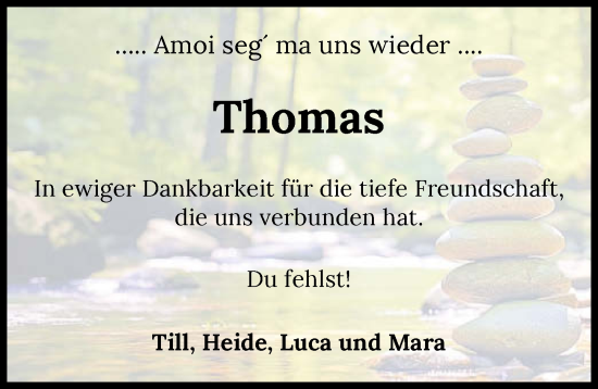 Traueranzeige von Thomas  von GESAMT