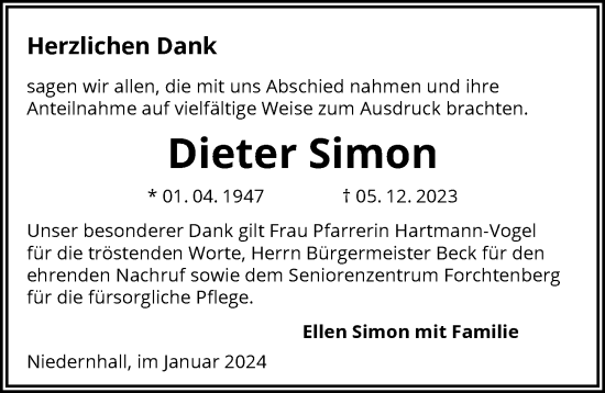 Traueranzeige von Dieter Simon von GESAMT