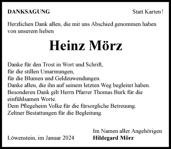 Traueranzeige von Heinz Mörz von GESAMT