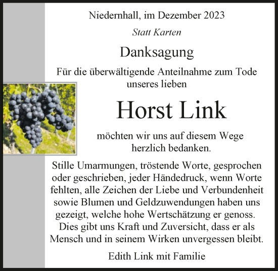 Traueranzeige von Horst Link von GESAMT
