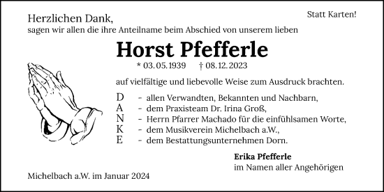 Traueranzeige von Horst Pfefferle von GESAMT