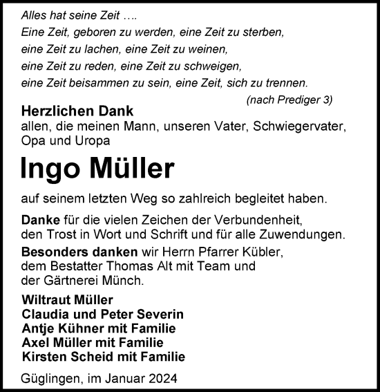 Traueranzeige von Ingo Müller von GESAMT