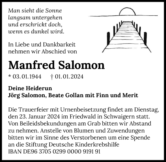Traueranzeige von Manfred Salomon von GESAMT