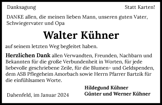 Traueranzeige von Walter Kühner von GESAMT