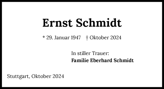 Traueranzeige von Ernst Schmidt von GESAMT