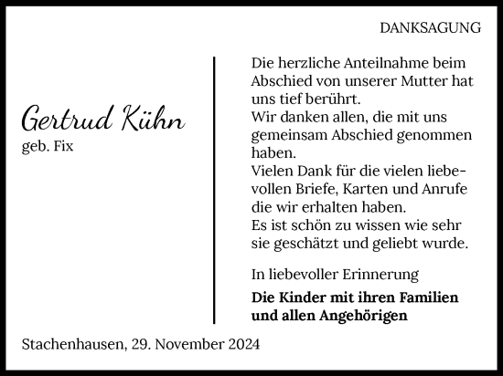 Traueranzeige von Gertrud Kühn von GESAMT