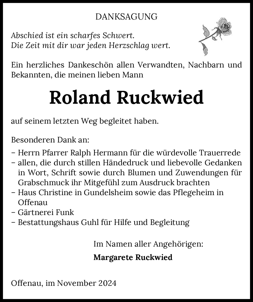  Traueranzeige für Roland Ruckwied vom 30.11.2024 aus GESAMT