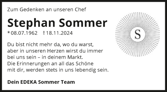 Traueranzeige von Stephan Sommer von GESAMT