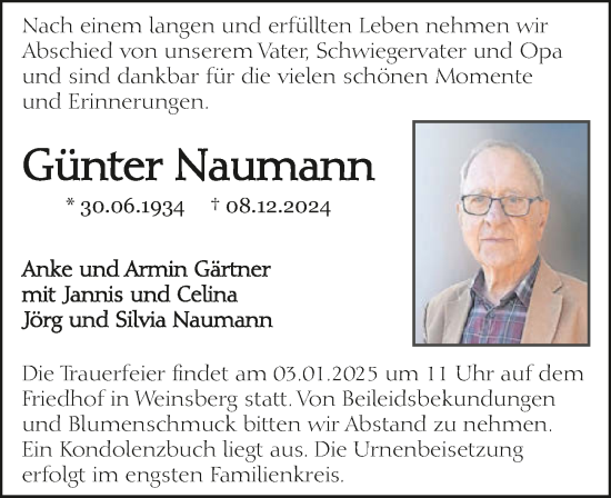 Traueranzeige von Günter Naumann von GESAMT