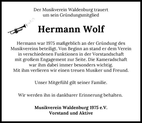 Traueranzeige von Hermann Wolf von GESAMT