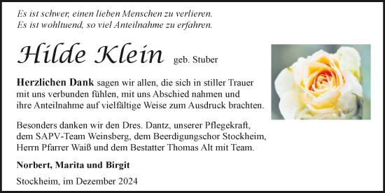 Traueranzeige von Hilde Klein von GESAMT