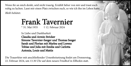 Traueranzeige von Frank Tavernier von GESAMT