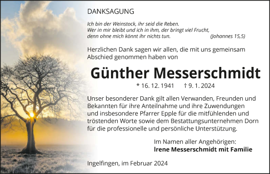 Traueranzeige von Günther Messerschmidt von GESAMT