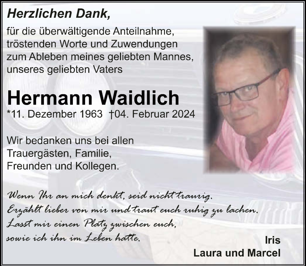  Traueranzeige für Hermann Waidlich vom 24.02.2024 aus GESAMT