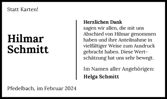 Traueranzeige von Hilmar Schmitt von GESAMT