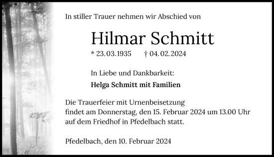 Traueranzeige von Hilmar Schmitt von GESAMT