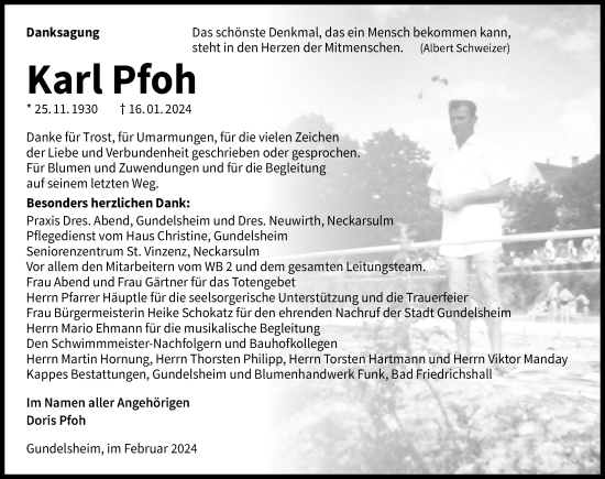 Traueranzeige von Karl Pfoh von GESAMT