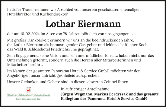 Traueranzeige von Lothar Eiermann von GESAMT