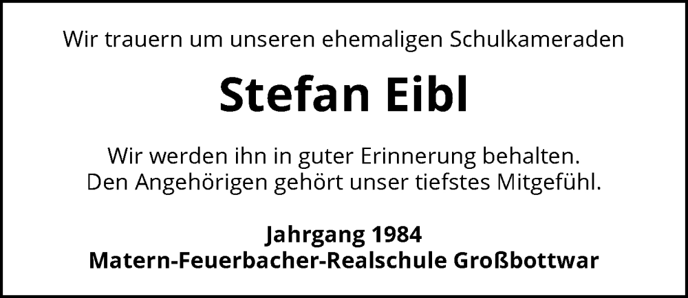  Traueranzeige für Stefan Eibl vom 09.02.2024 aus GESAMT