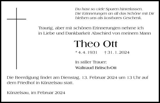 Traueranzeige von Theo Ott von GESAMT