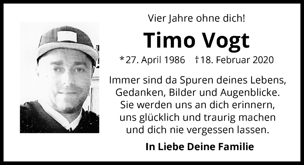  Traueranzeige für Timo Vogt vom 19.02.2024 aus GESAMT