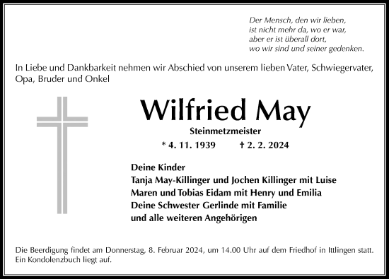 Traueranzeige von Wilfried May von GESAMT