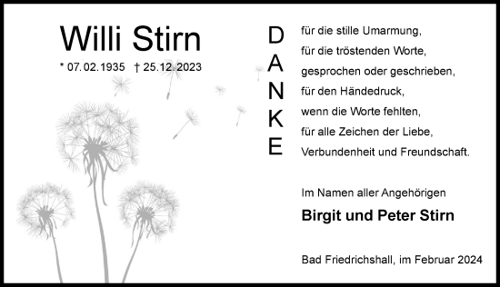 Traueranzeige von Willi Stirn von GESAMT