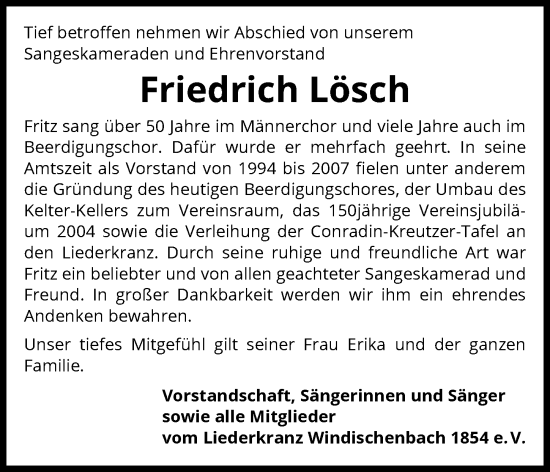 Traueranzeige von Friedrich Lösch von GESAMT