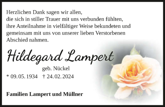 Traueranzeige von Hildegard Lampert von GESAMT