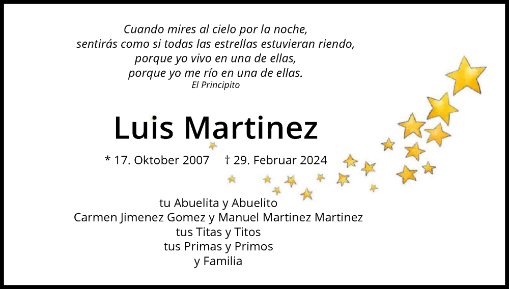  Traueranzeige für Luis Martinez vom 16.03.2024 aus GESAMT