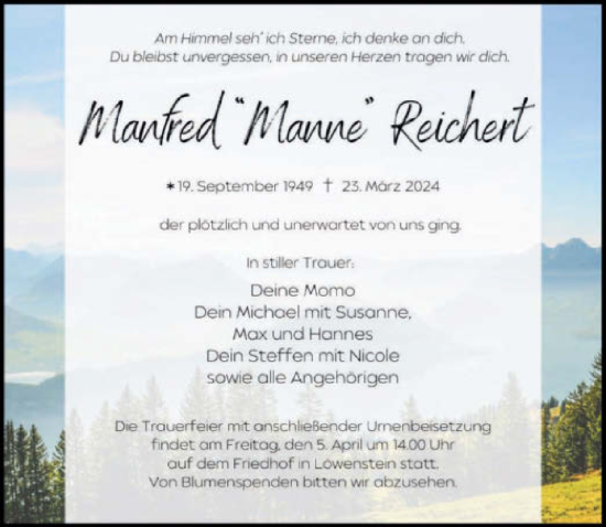 Traueranzeige von Manfred Reichert von GESAMT