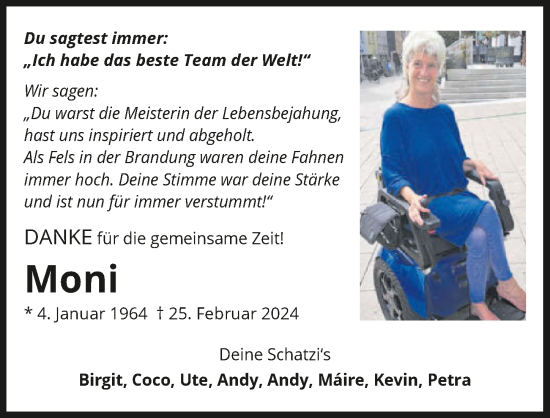 Traueranzeige von Monika Kurz von GESAMT