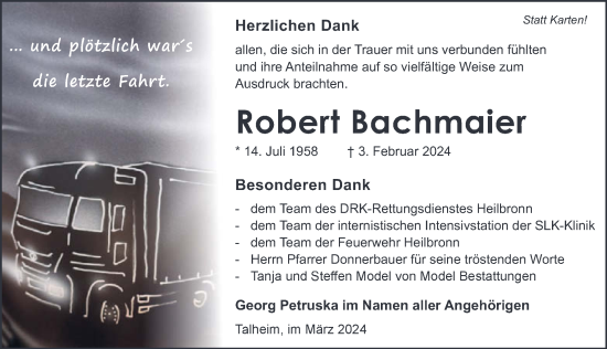 Traueranzeige von Robert Bachmaier von GESAMT