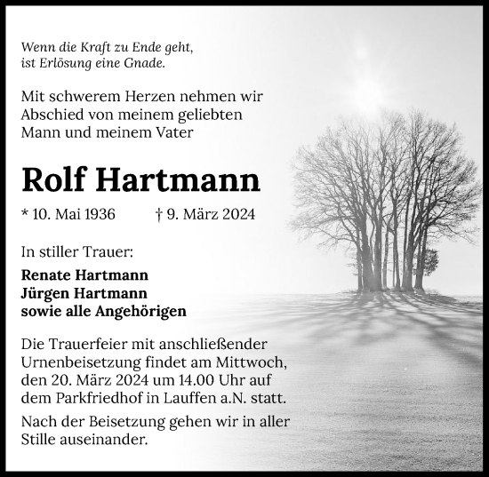 Traueranzeige von Rolf Hartmann von GESAMT