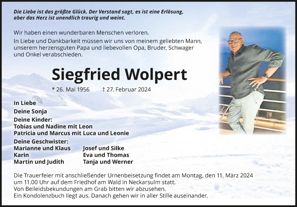  Traueranzeige für Siegfried Wolpert vom 06.03.2024 aus GESAMT