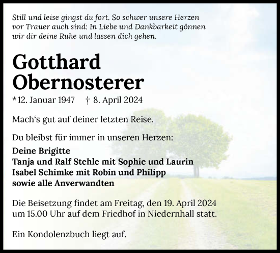 Traueranzeige von Gotthard Obernosterer von GESAMT