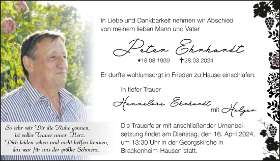 Traueranzeige von Peter Ehrhardt von GESAMT