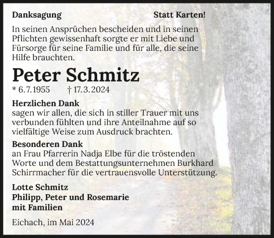 Traueranzeige von Peter Schmitz von GESAMT