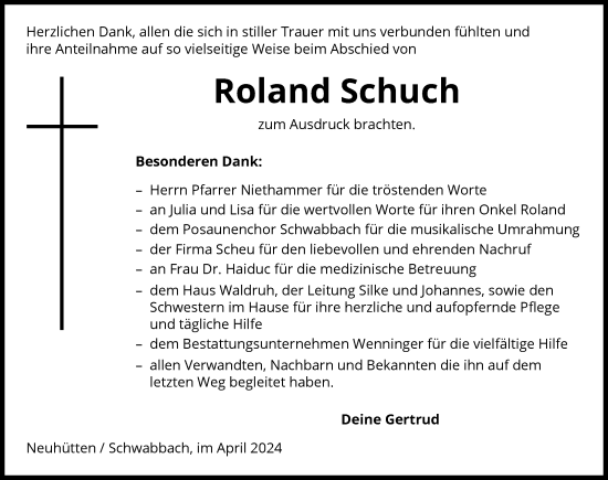 Traueranzeige von Roland Schuch von GESAMT
