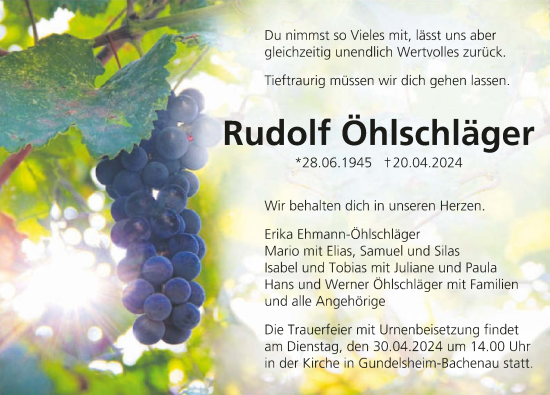 Traueranzeige von Rudolf Öhlschläger von GESAMT