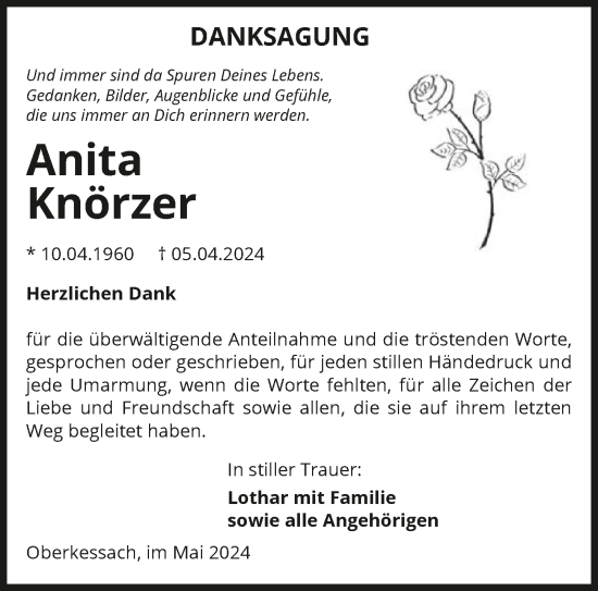 Traueranzeige von Anita Knörzer von GESAMT