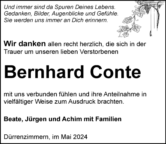 Traueranzeige von Bernhard Conte von GESAMT