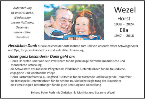 Traueranzeige von Ella Wezel von GESAMT